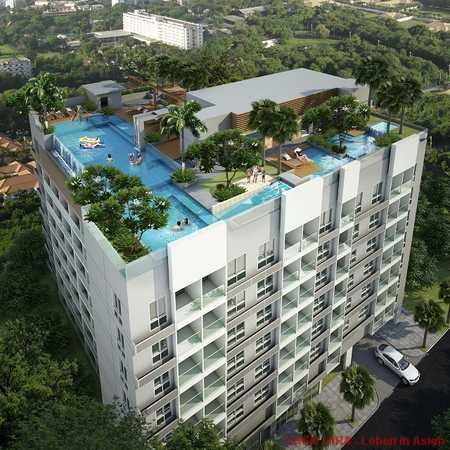Pattaya / Pratumnak: Schicke Apartments auf 8 Stockwerken am Pratumnak Hill in Strandnähe, von 26 bis 74 qm 