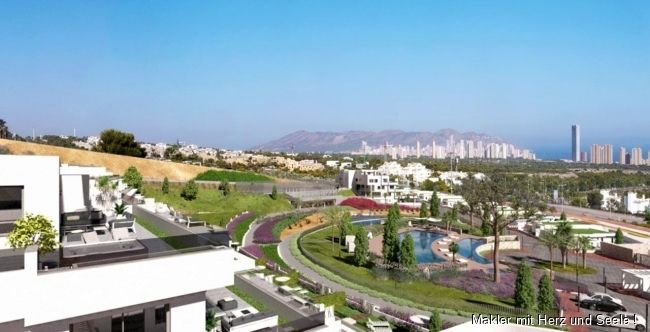 Finestrat: Fantastische 4-Zimmer-Penthouse-Wohnungen mit Meerblick, Gemeinschaftspools und Tiefgaragenstellplatz nur wenige Autominuten vom Strand von Benidorm 