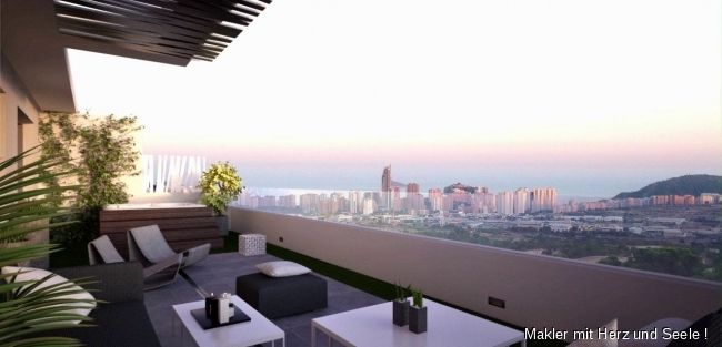 Finestrat: Fantastische 3-Zimmer-Penthouse-Wohnungen mit Meerblick, Gemeinschaftspools und Tiefgaragenstellplatz nur wenige Autominuten vom Strand von Benidorm 