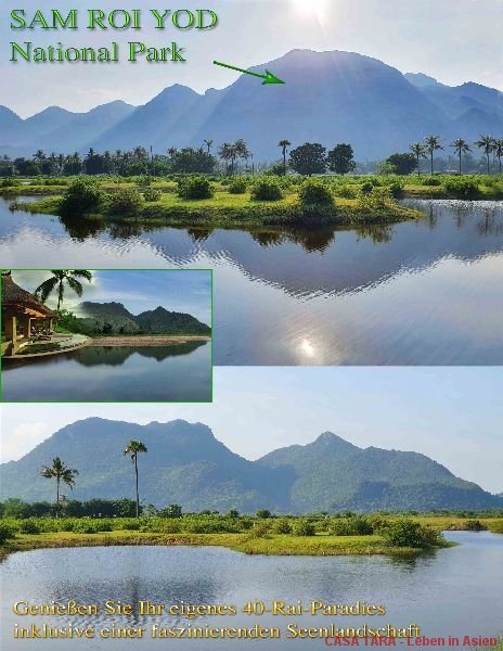 Hua Hin / Sam Roi Yot: 40 Rai Bauland an Dolphin Bay / Sam Roi Yot - 36 km südlich Hua Hin - mit Seen und Bergpanorma Hua Hin / Sam Roi Yot: 40 Rai Bauland an Dolphin Bay / Sam Roi Yot - 36 km südlich Hua Hin - mit Seen und Bergpanorma