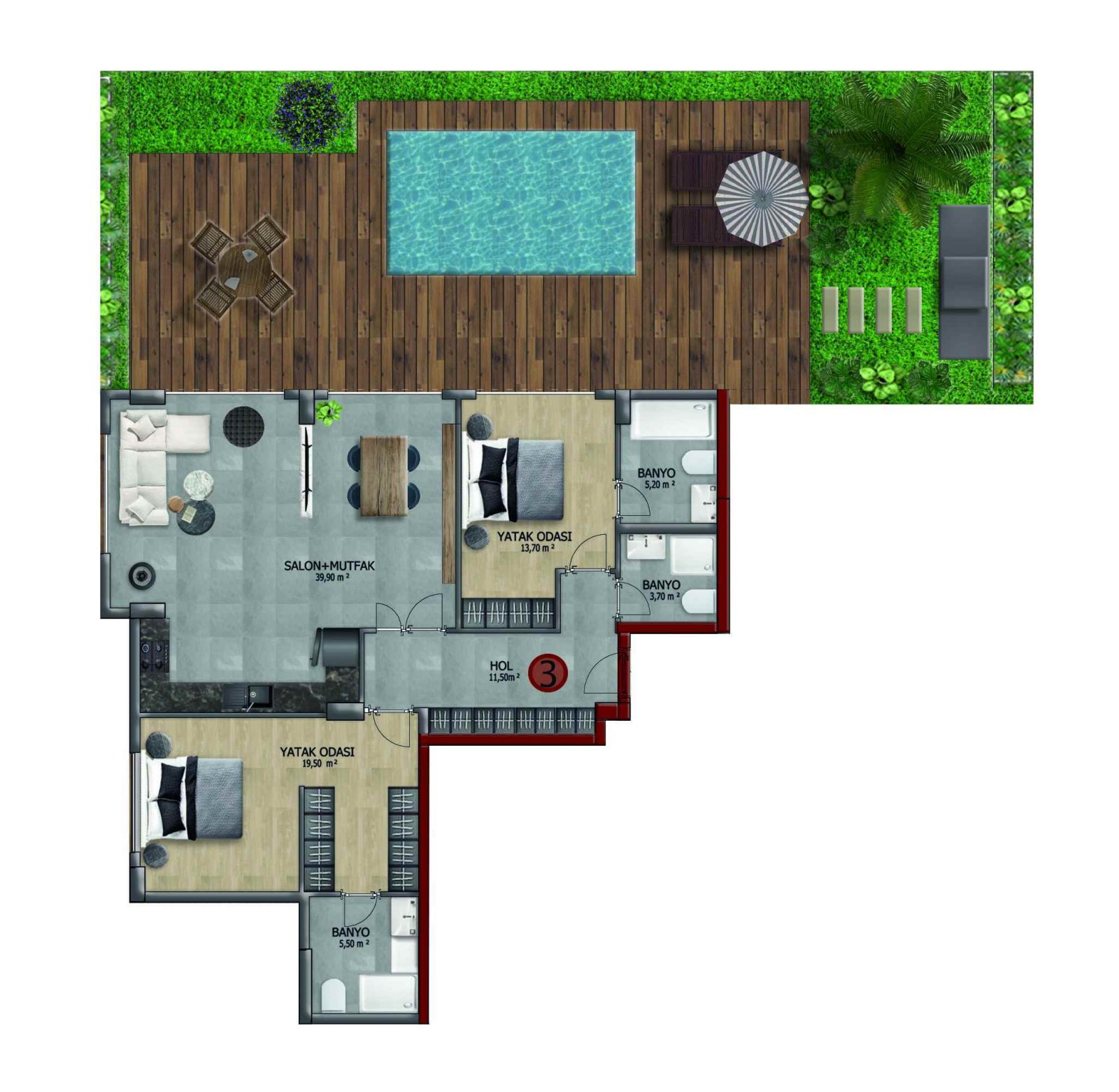 2+1 Gartenwohnung Alanya 01